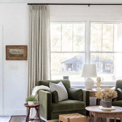 Liz Linen Ready Made Privacy Curtains Pinch Pleat Unlined -TWOPAGES