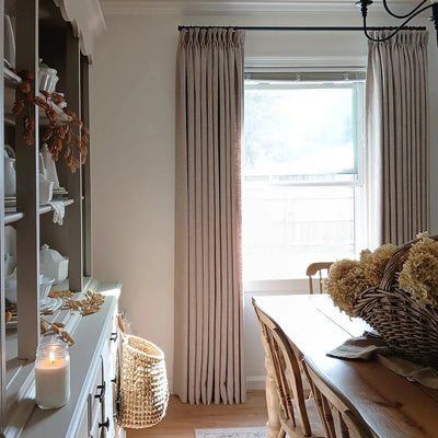 Liz Linen Ready Made Privacy Curtains Pinch Pleat Unlined -TWOPAGES