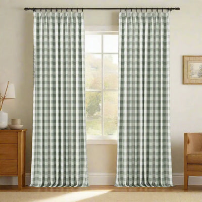 Celia Striped Plaid Curtain -TWOPAGES