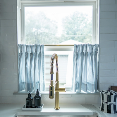 Celia Striped Plaid Cafe Curtain -TWOPAGES