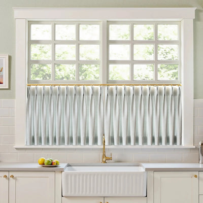 Celia Striped Plaid Cafe Curtain -TWOPAGES