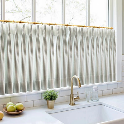 Celia Striped Plaid Cafe Curtain -TWOPAGES