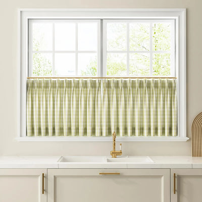 Celia Striped Plaid Cafe Curtain -TWOPAGES