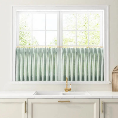 Liz Linen Pleated Cafe Curtains -TWOPAGES