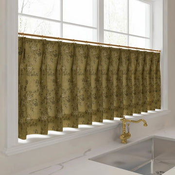 Sara Le Print Linen Pleated Cafe Curtains -TWOPAGES