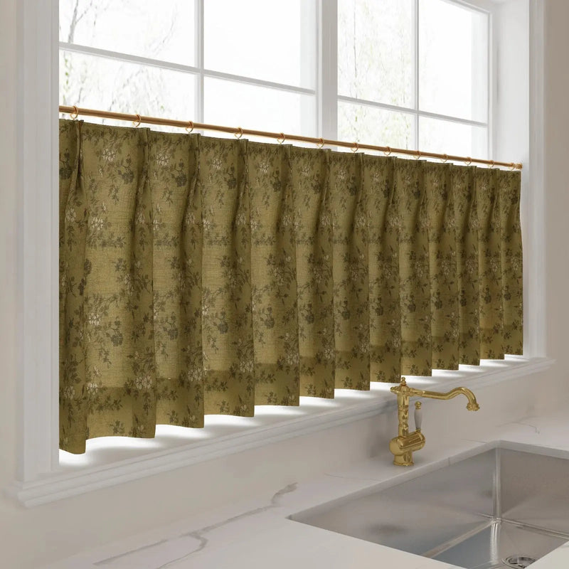 Sara Le Print Linen Pleated Cafe Curtains -TWOPAGES