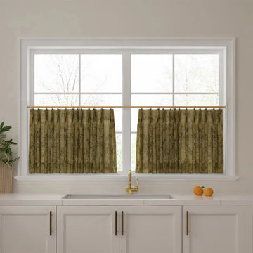 Sara Le Print Linen Pleated Cafe Curtains -TWOPAGES