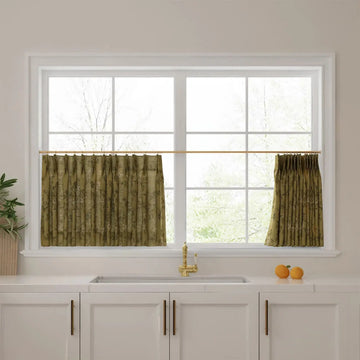 Sara Le Print Linen Pleated Cafe Curtains -TWOPAGES