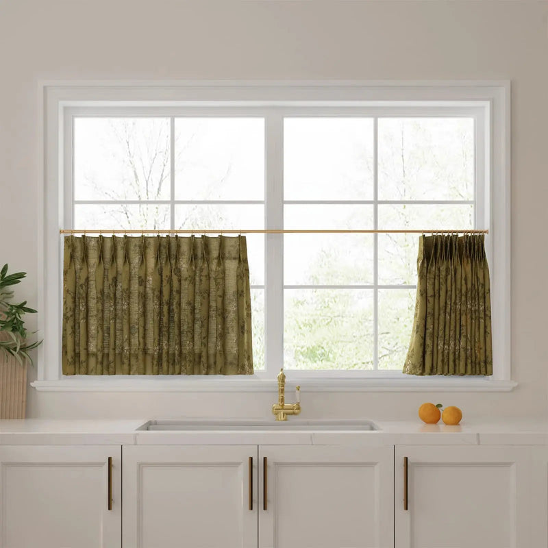 Sara Le Print Linen Pleated Cafe Curtains -TWOPAGES