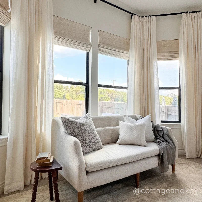 Patti off White Triple Tailor Pleated Linen Cordless Roman Shade