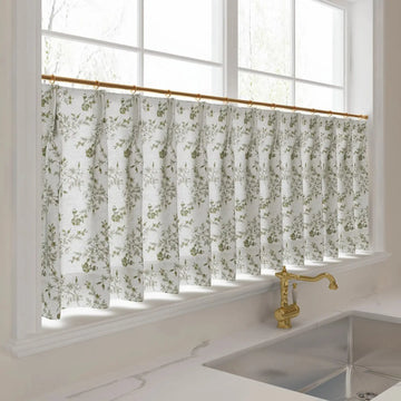 Sara Le Print Linen Pleated Cafe Curtains -TWOPAGES