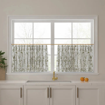 Sara Le Print Linen Pleated Cafe Curtains -TWOPAGES