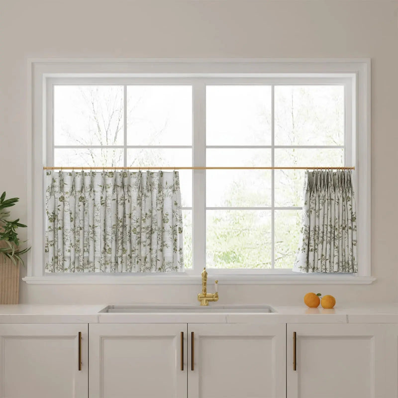 Sara Le Print Linen Pleated Cafe Curtains -TWOPAGES