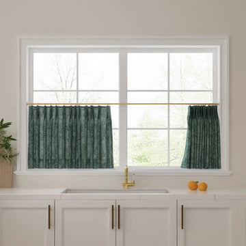 Sara Le Print Linen Pleated Cafe Curtains -TWOPAGES