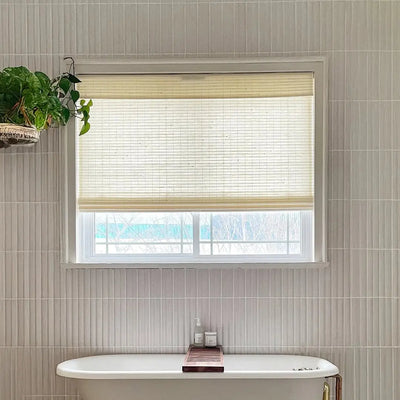 Natural Flax Bamboo Woven Shade - Sandstone -TWOPAGES CURTAINS
