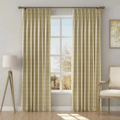 Stefana Silber Print Linen Blend Curtain Drapery Pleated -TWOPAGES