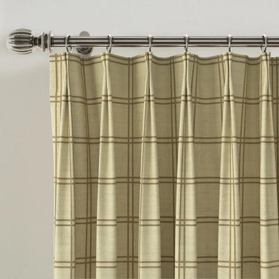 Stefana Silber Print Linen Blend Curtain Drapery Pleated -TWOPAGES