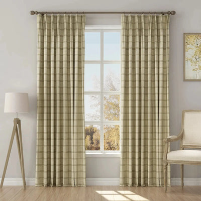 Stefana Silber Print Linen Blend Curtain Drapery Pleated -TWOPAGES