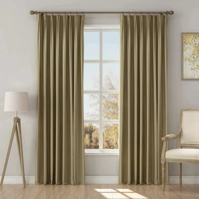 Stefana Silber Print Linen Blend Curtain Drapery Pleated -TWOPAGES