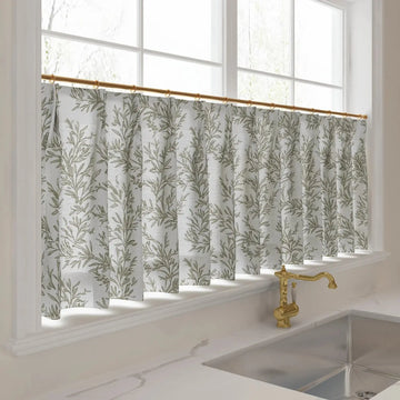 Sara Le Print Linen Pleated Cafe Curtains -TWOPAGES