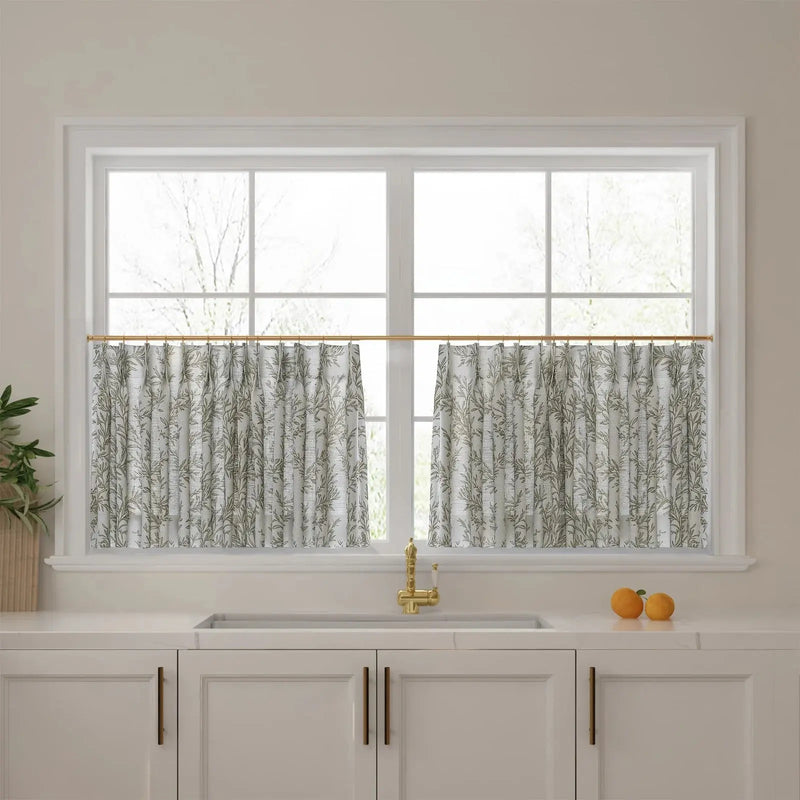 Sara Le Print Linen Pleated Cafe Curtains -TWOPAGES