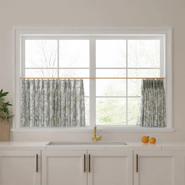 Sara Le Print Linen Pleated Cafe Curtains -TWOPAGES
