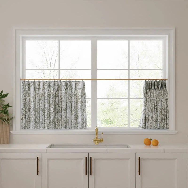 Sara Le Print Linen Pleated Cafe Curtains -TWOPAGES