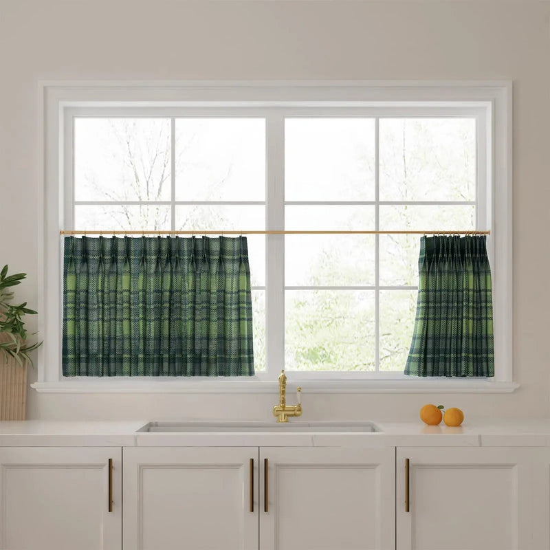 Sara Le Print Linen Pleated Cafe Curtains -TWOPAGES