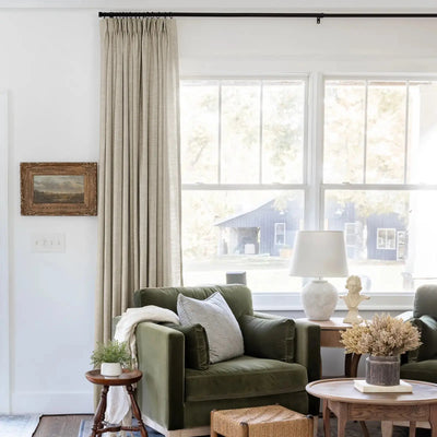 Liz Linen Ready Made Privacy Curtains Pinch Pleat Unlined -TWOPAGES