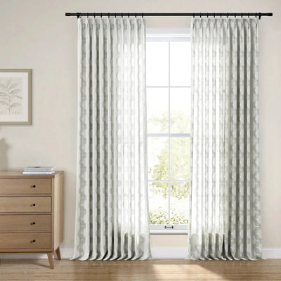 Linnea Geometric Linen Cotton Embroidery Curtain Pleated