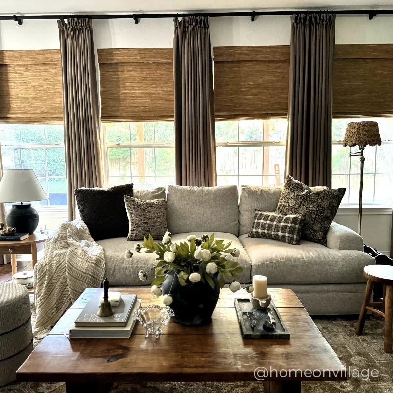 Lay Flax Bark Outside Mounted Bamboo Woven Shade