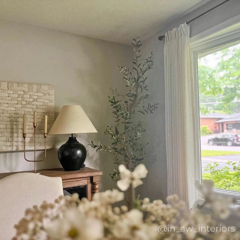 Liz lvory White Pinch Pleated Linen Drapery