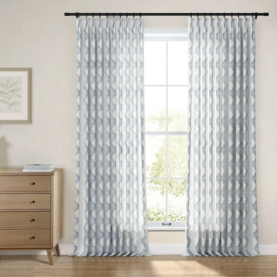 Linnea Geometric Linen Cotton Embroidery Curtain Pleated