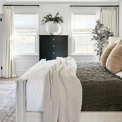 Liz Linen Drapery Pinch Pleat with Unlined - Ivory White -TWOPAGES