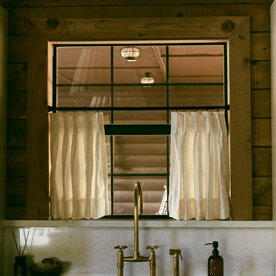 Liz Linen Pleated Cafe Curtains -TWOPAGES