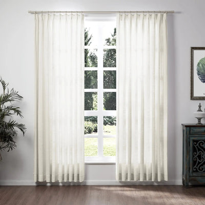 Liz Linen Ready Made Privacy Curtains Pinch Pleat Unlined -TWOPAGES