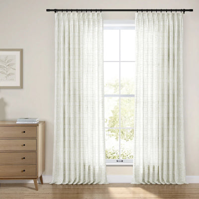 Linnea Geometric Linen Cotton Embroidery Curtain Pleated