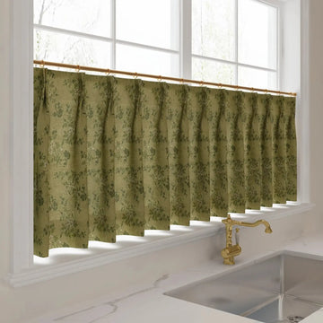 Sara Le Print Linen Pleated Cafe Curtains -TWOPAGES