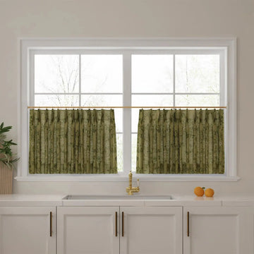 Sara Le Print Linen Pleated Cafe Curtains -TWOPAGES