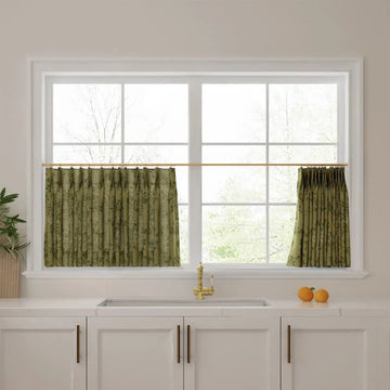 Sara Le Print Linen Pleated Cafe Curtains -TWOPAGES
