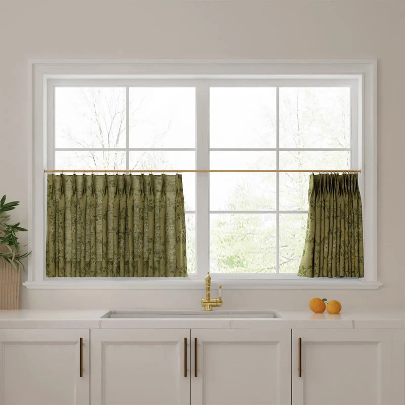 Sara Le Print Linen Pleated Cafe Curtains -TWOPAGES