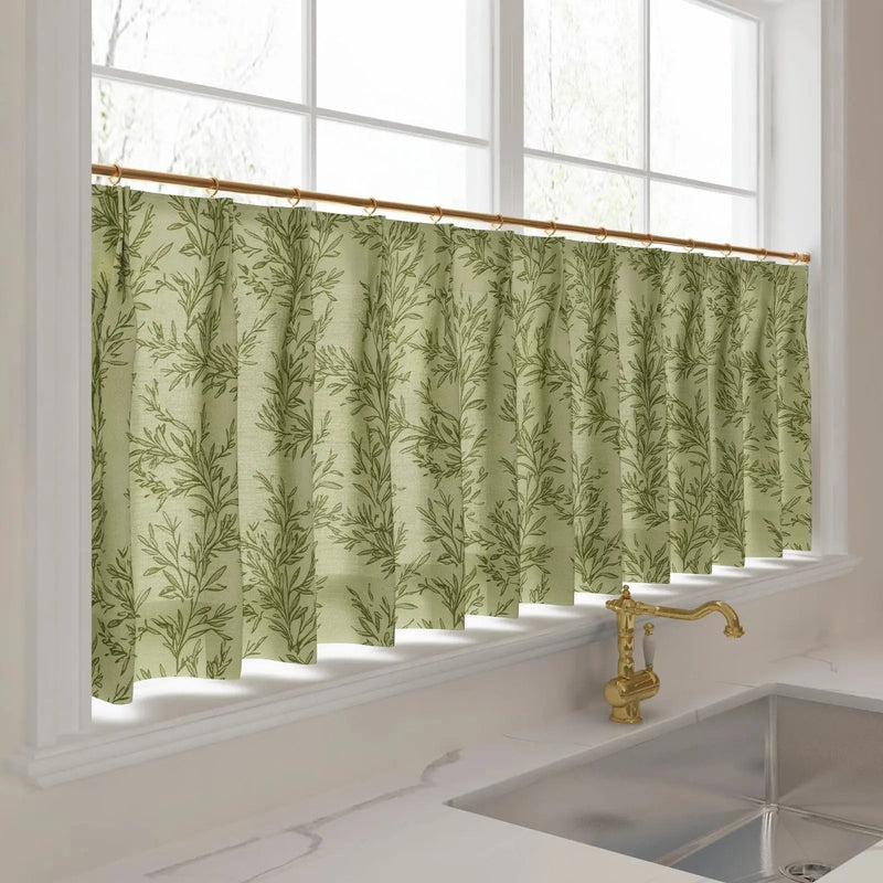 Sara Le Print Linen Pleated Cafe Curtains -TWOPAGES