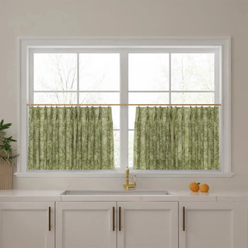 Sara Le Print Linen Pleated Cafe Curtains -TWOPAGES