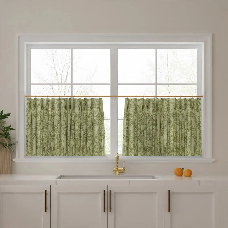 Sara Le Print Linen Pleated Cafe Curtains -TWOPAGES