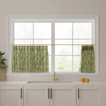 Sara Le Print Linen Pleated Cafe Curtains -TWOPAGES