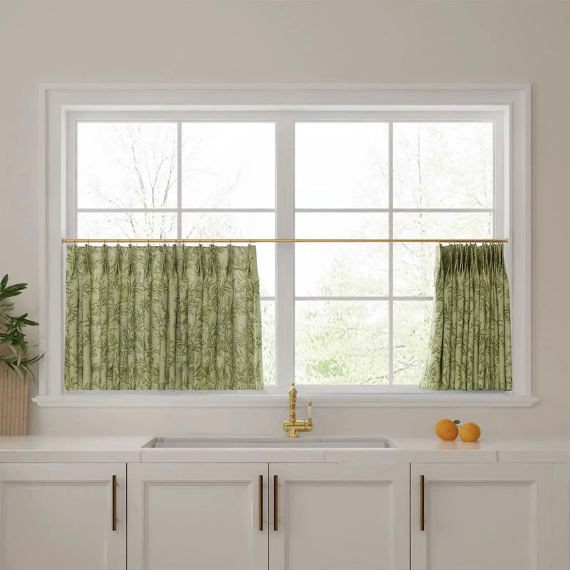 Sara Le Print Linen Pleated Cafe Curtains -TWOPAGES