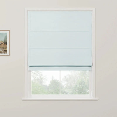 Jawara Linen Cotton Roman Shade Cord Lift- J401-23 Light Blue-TWOPAGES