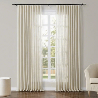 TWOPAGES Joy 100% European Flax Linen Sheer Curtain Soft Top