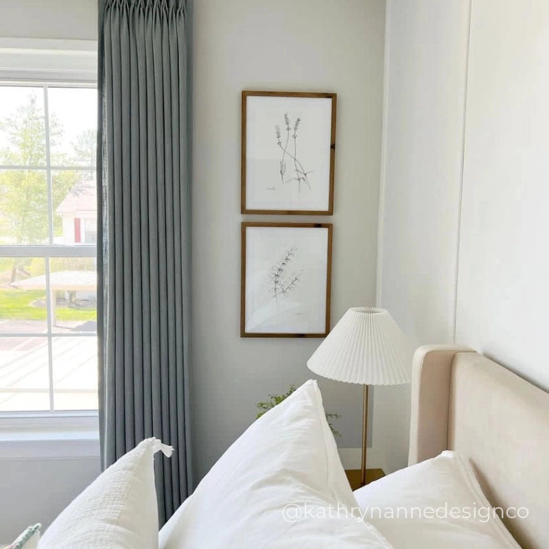 Liz Beige White Pinch Pleated Linen Drape