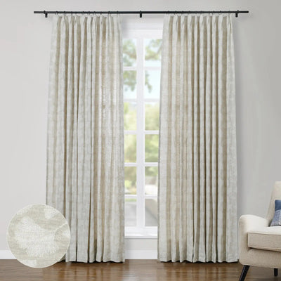 Lance 100% European Flax Linen Jacquard Curtain Pleated -TWOPAGES